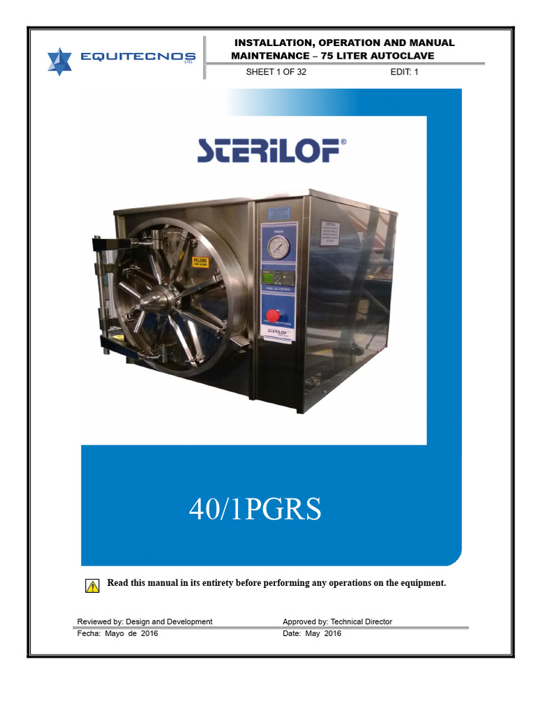 75L Autoclave Installation & Maintenance Guide | PDF | Sterilization ...