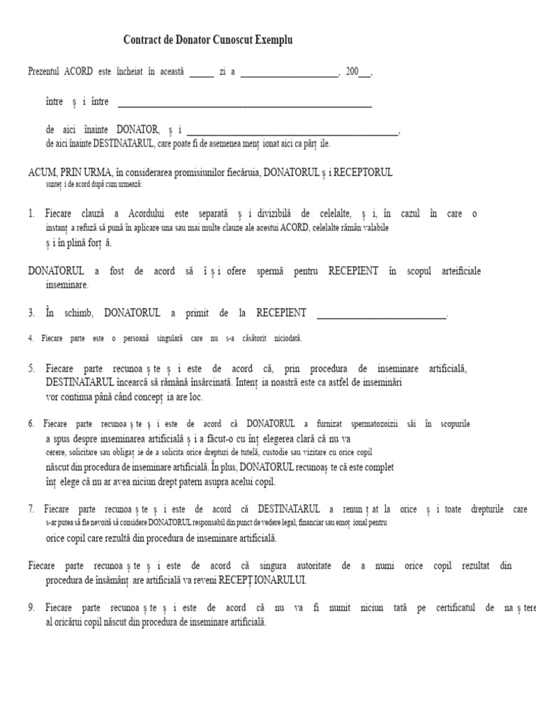 Contract de Donator Exemplu | PDF