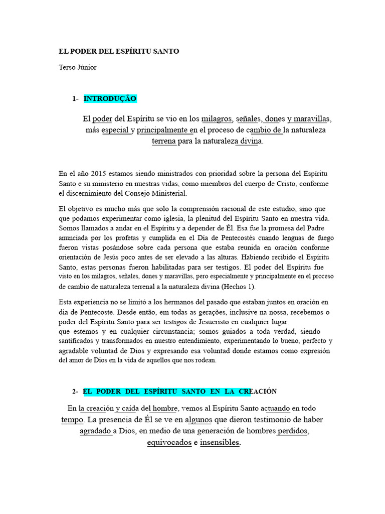 El Poder Transformador del Espíritu Santo | PDF | espíritu Santo | Jesús