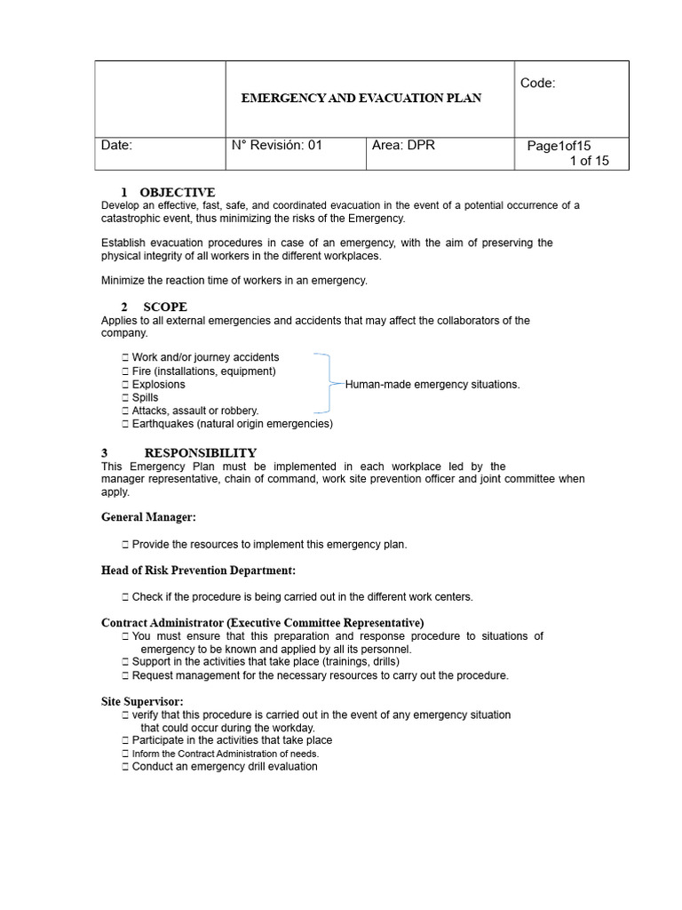 Emergency Plan | PDF | Emergency | Emergency Management