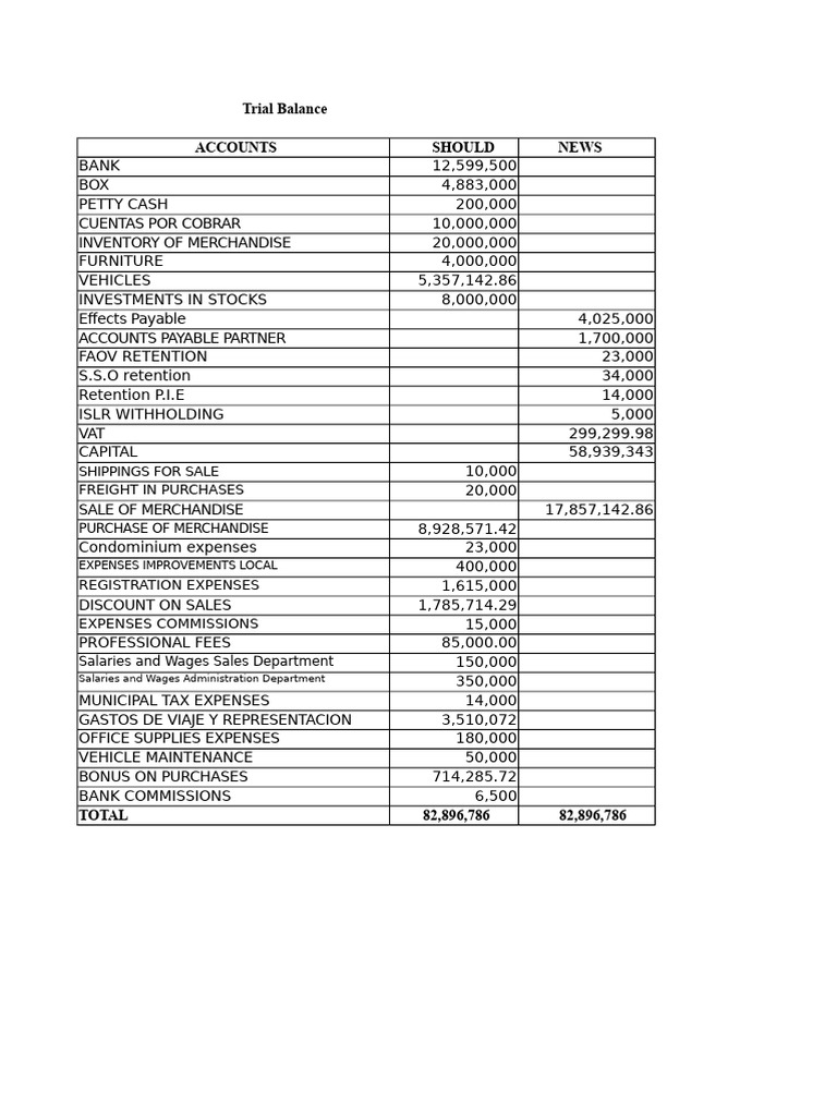 Comprehensive Trial Balance Overview | PDF