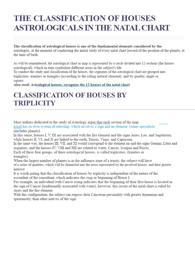 Understanding Astrological House Classifications | PDF | Planets In ...