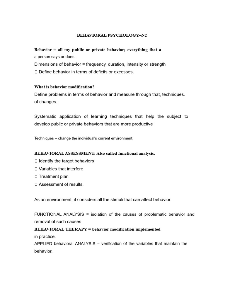 Behavioral Psychology and Modification Techniques | PDF | Reinforcement ...