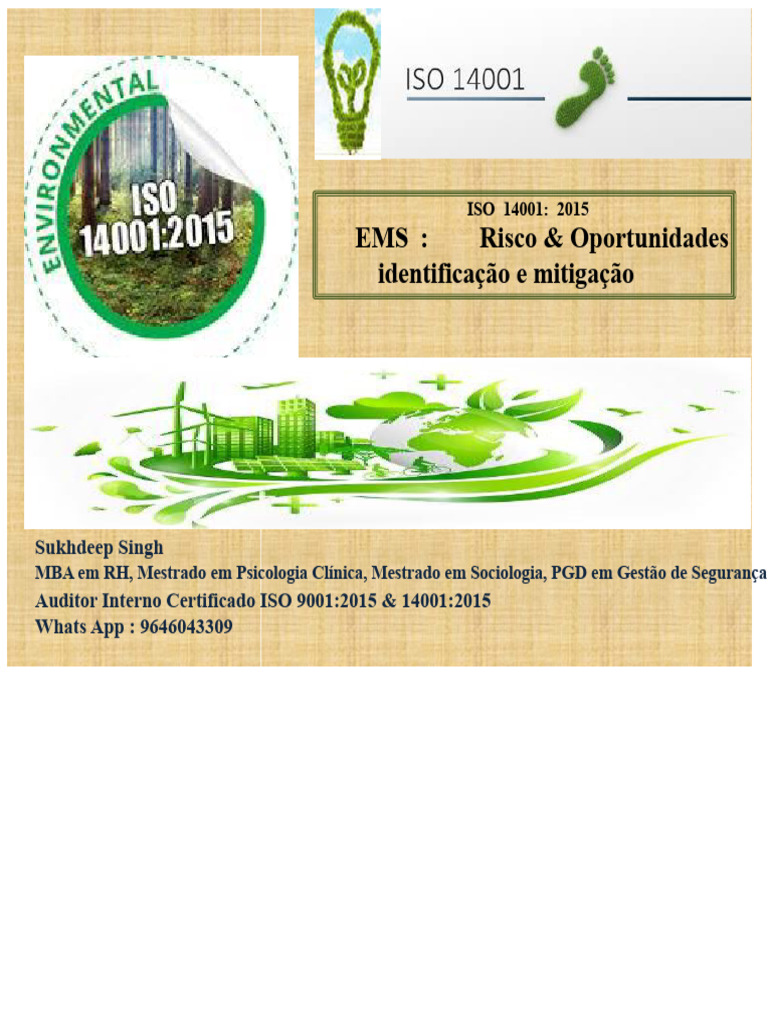 Riscos e Oportunidades na ISO 14001:2015 | PDF | Avaliação de risco ...