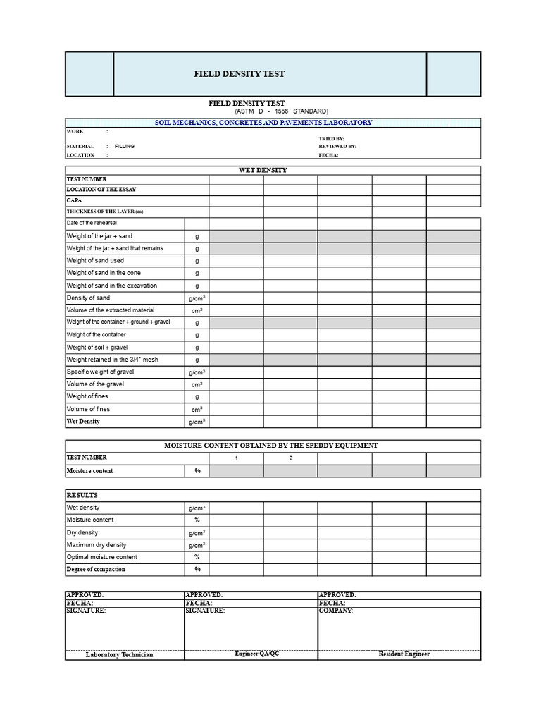 Field Density Format With Speedy | PDF | Horticulture | Civil Engineering