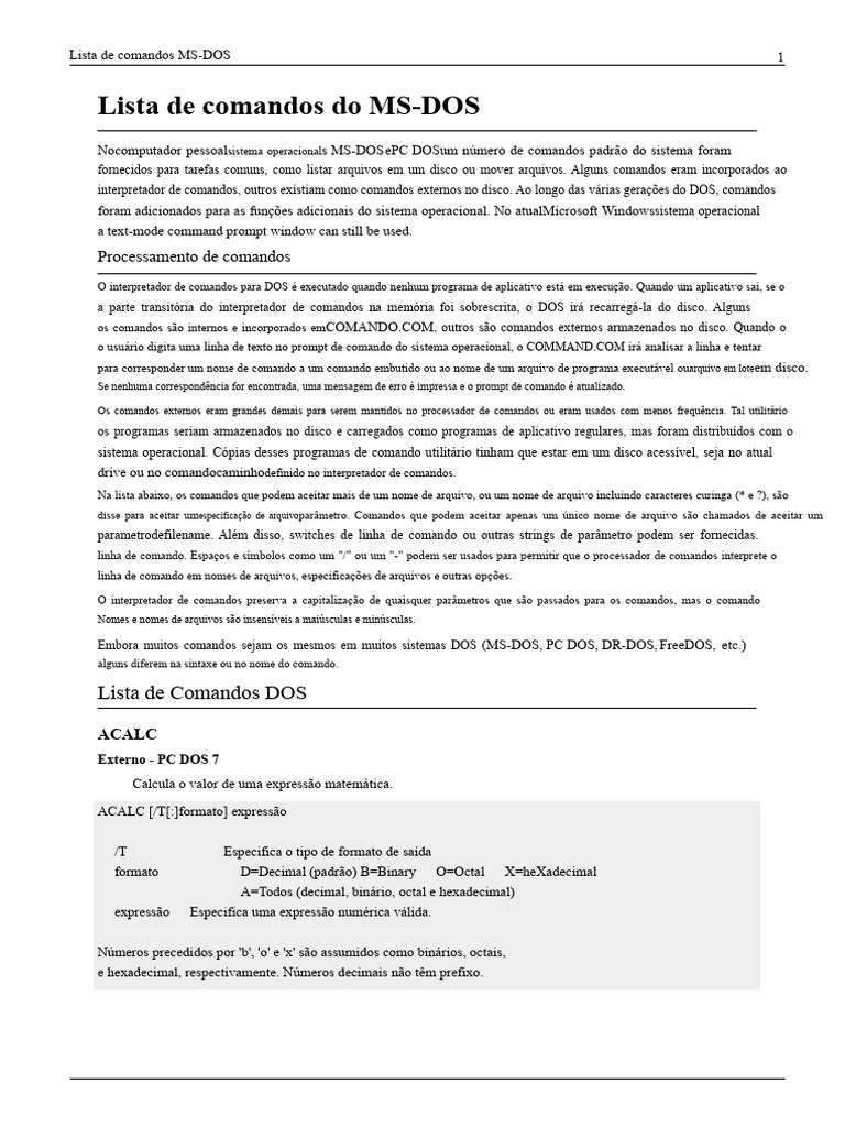 Comandos MS-DOS: Guia Completo | PDF | Drive de disco rígido ...