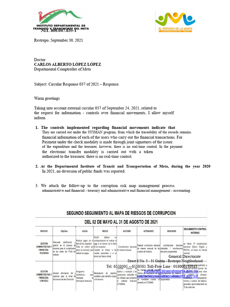 Response Letter To The Comptroller | PDF | Business | Financial Services