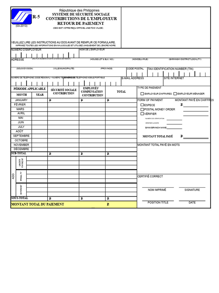 Contributions Employeur SSS Philippines | PDF