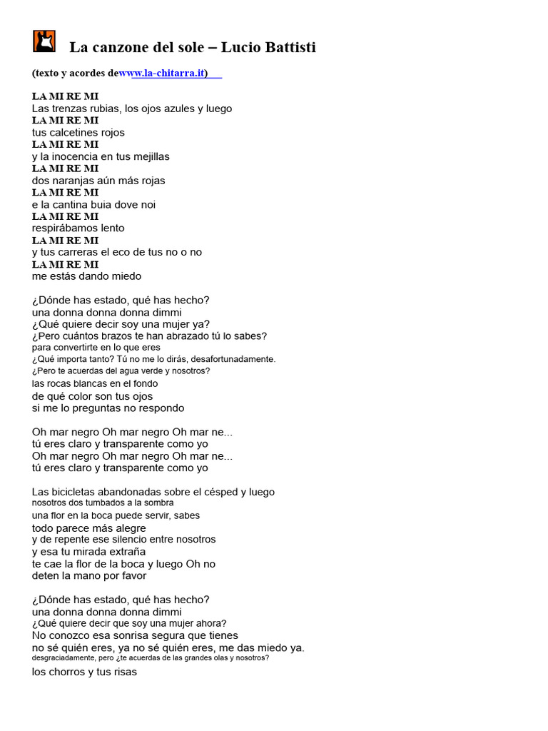 Battisti La Canción Del Sol | PDF