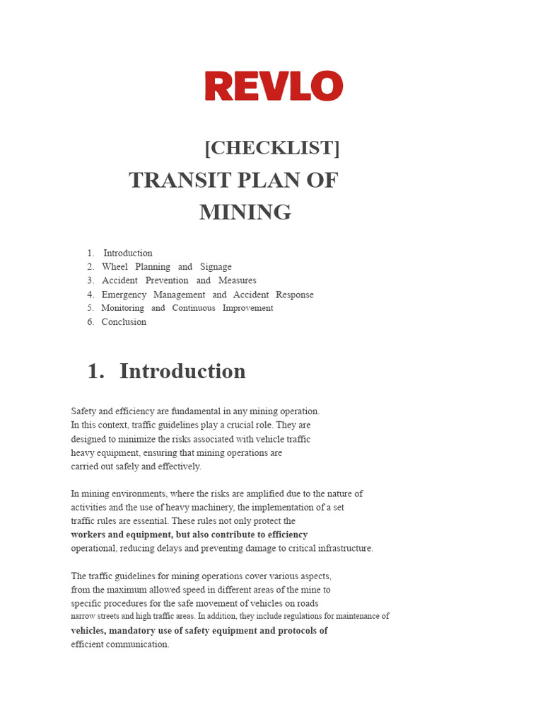 (Model) Mining Traffic Plan | PDF | Traffic Collision | Traffic