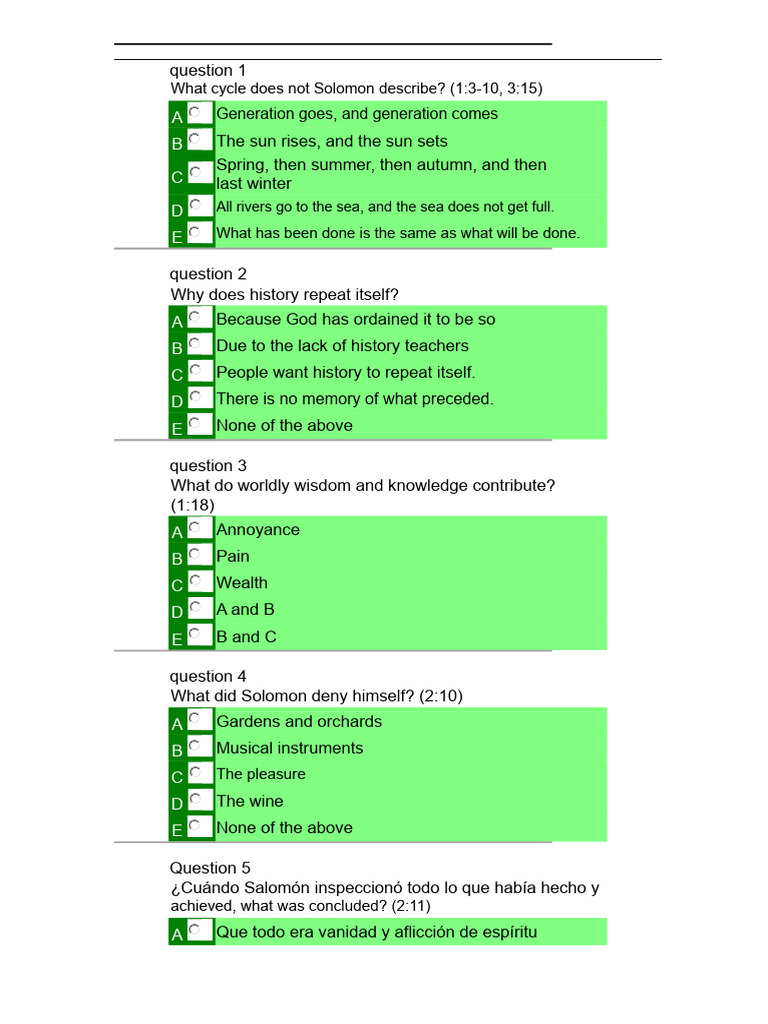 Solomon's Wisdom: Key Questions Explained | PDF | Ecclesiastes