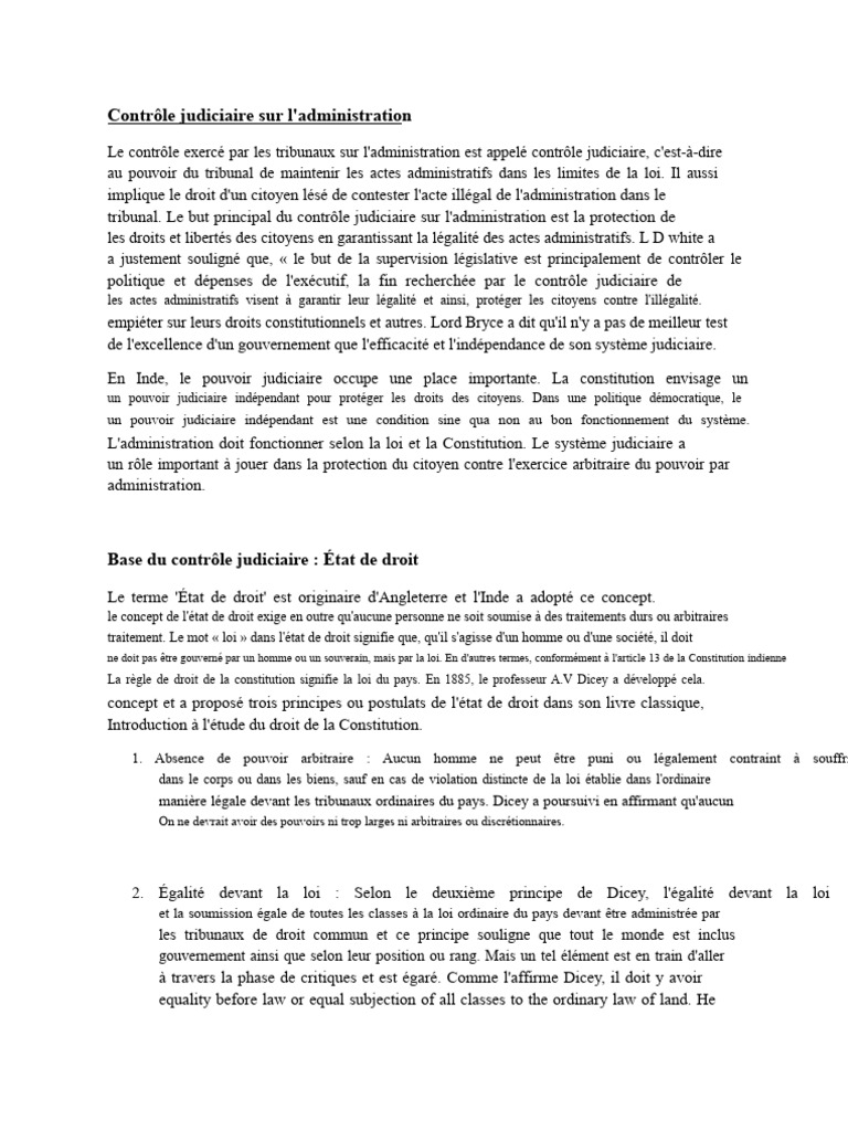 Contrôle judiciaire de l'administration | PDF | Loi | Constitution