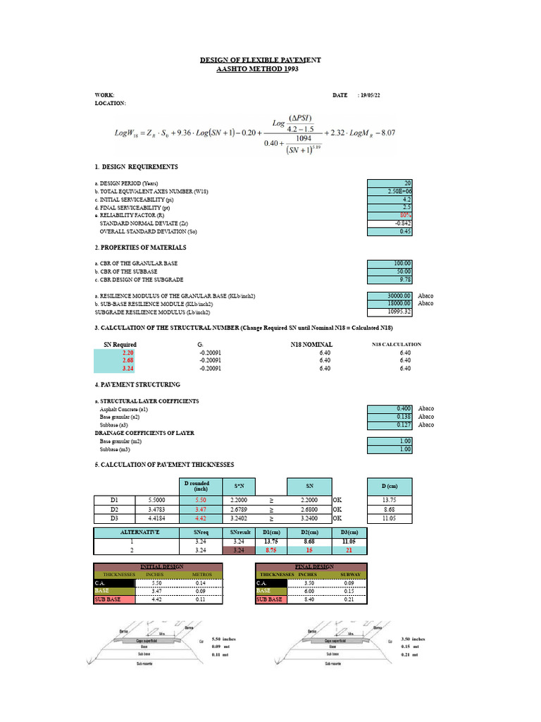 Flexible Pavement Design AASHTO 1993 | PDF | Road Surface | Materials