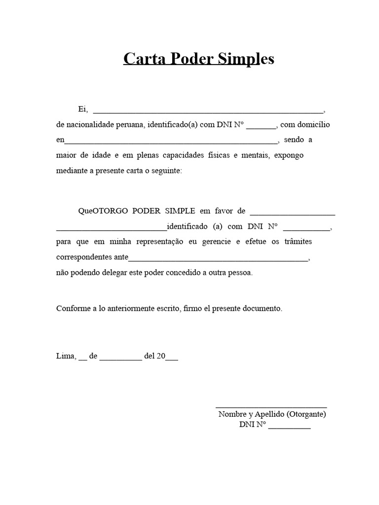 Carta Poder Simples Word | PDF