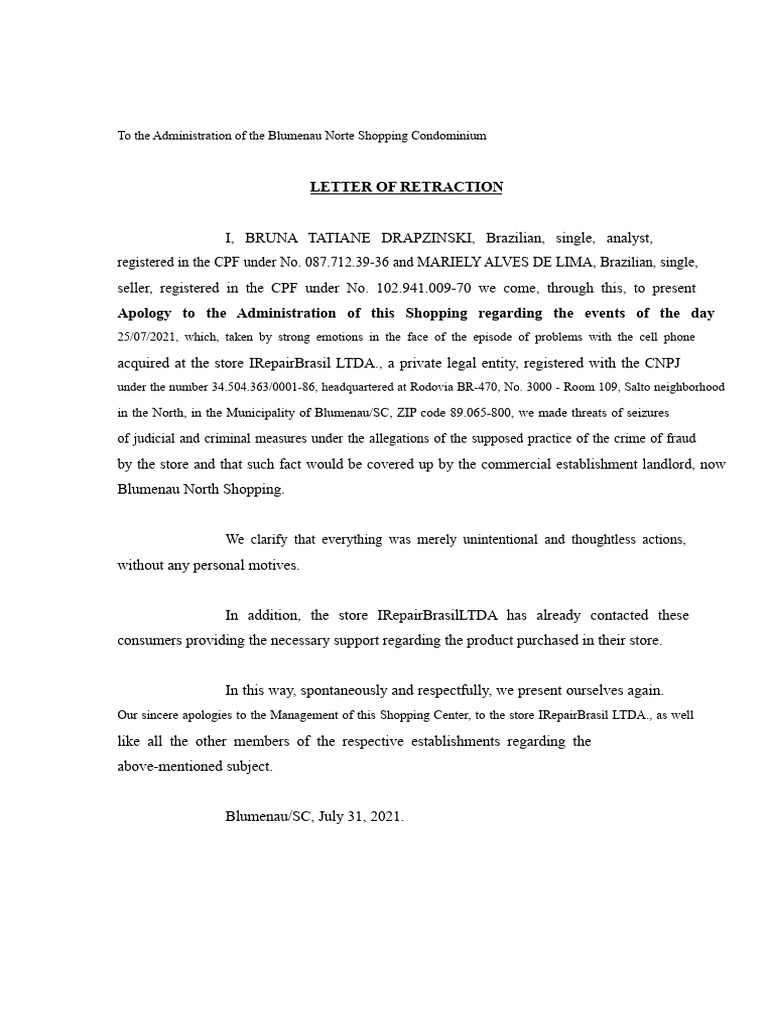 Letter of Retraction | PDF