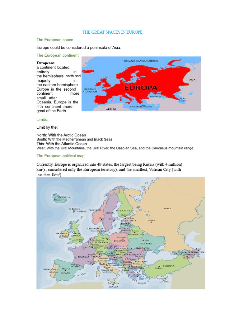 Overview of Europe's Geography and States | PDF