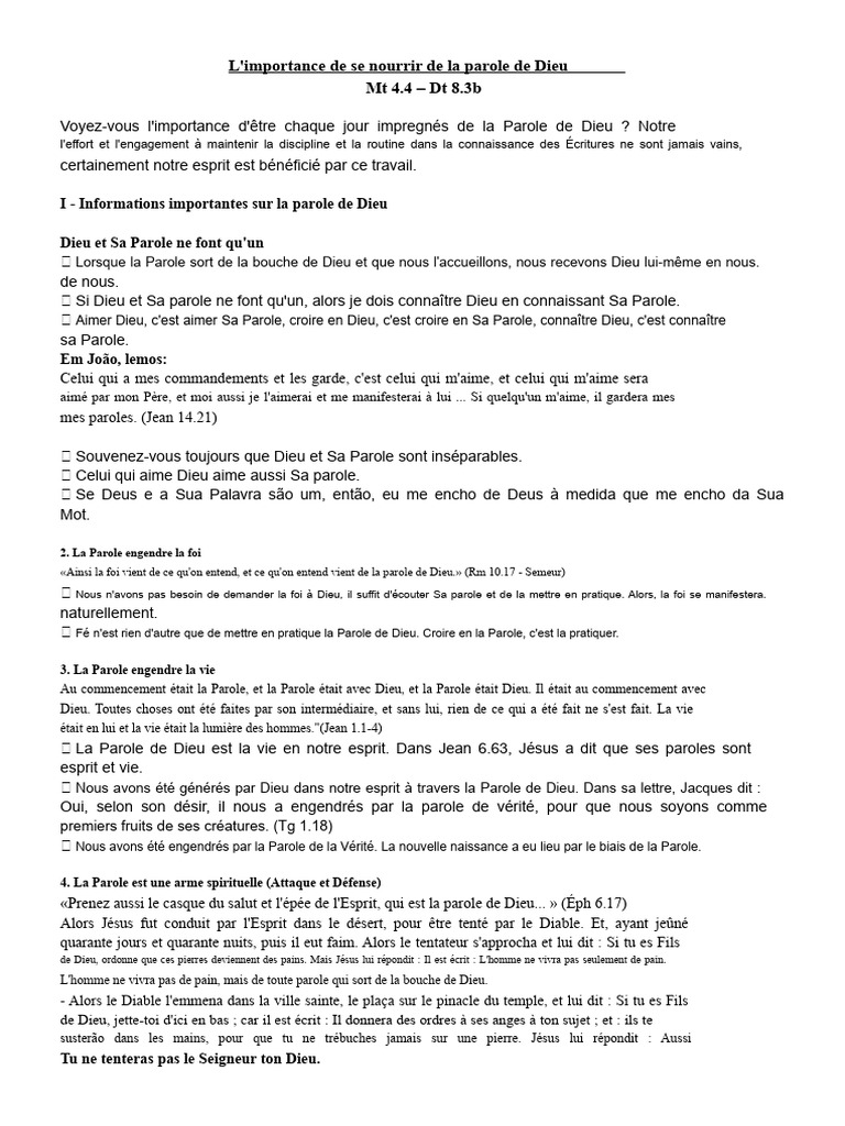 Nourrir son esprit avec la Parole de Dieu | PDF | Diable | Dieu