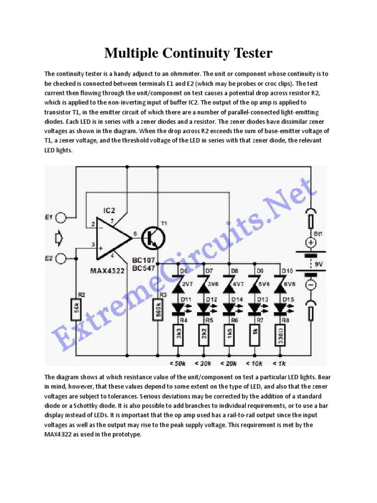 Multiple Continuity Tester | PDF | Operational Amplifier | Amplifier