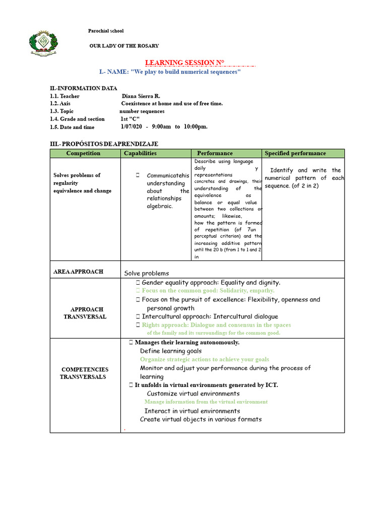 Numerical Sequences Learning Session | PDF | Learning | Cognition