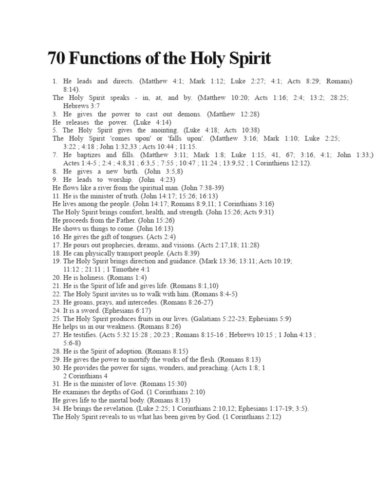 70 Roles of the Holy Spirit Explained | PDF | Acts Of The Apostles ...