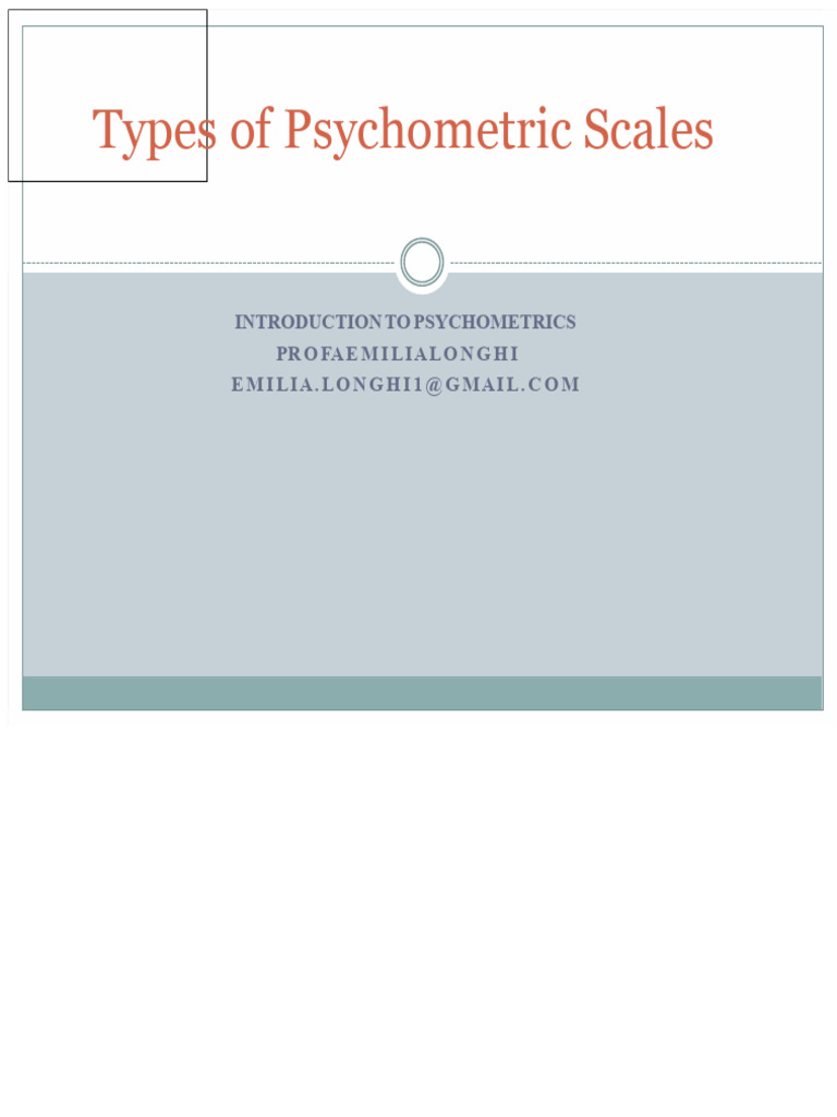 Understanding Psychometric Scales | PDF | Psychometrics | Psychophysics