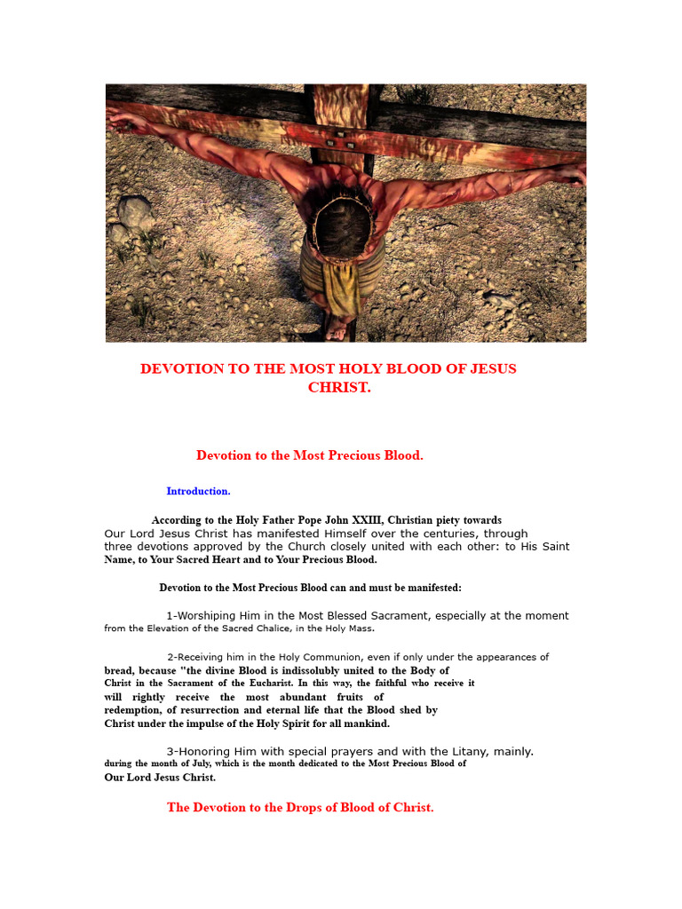 Devotional To The Most Holy Blood of Jesus Christ | PDF | Eucharist ...