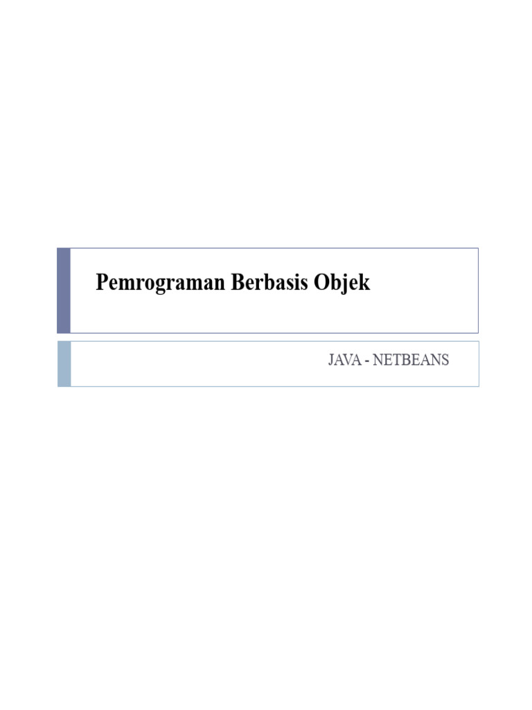 Dasar Pemrograman Berorientasi Objek JAVA | PDF