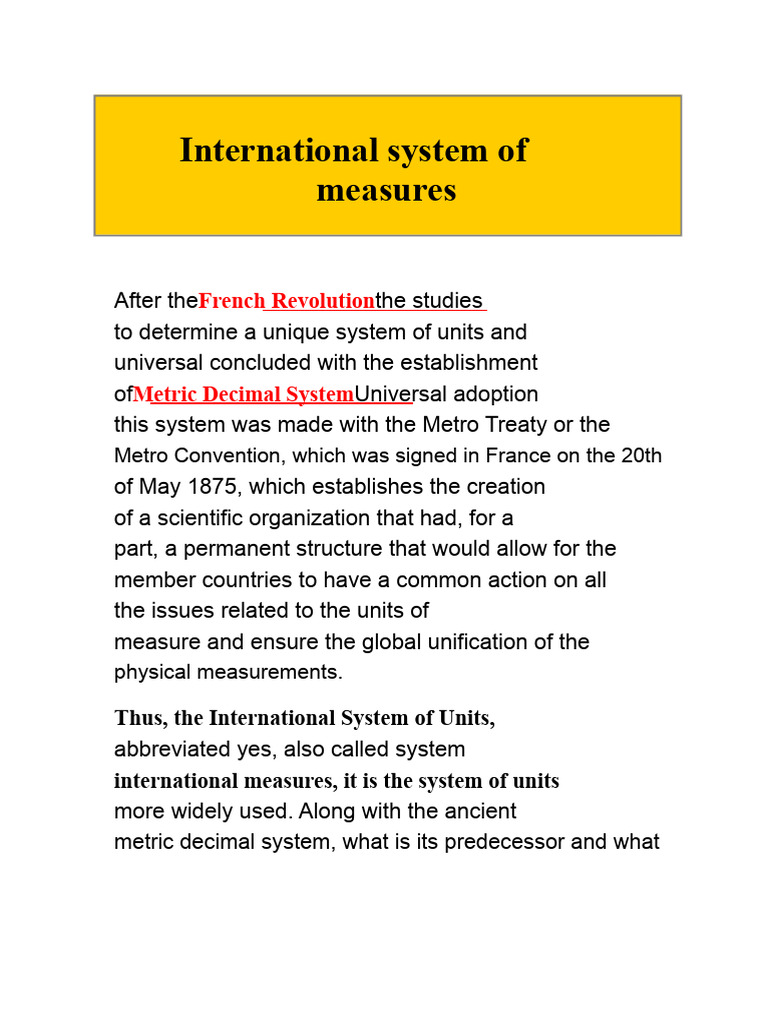 Overview of the International System of Units | PDF | International ...