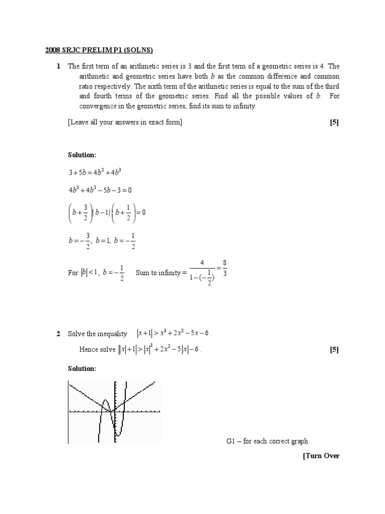 2008 H2 Math Prelim Paper Solutions | PDF | Plane (Geometry) | Equations