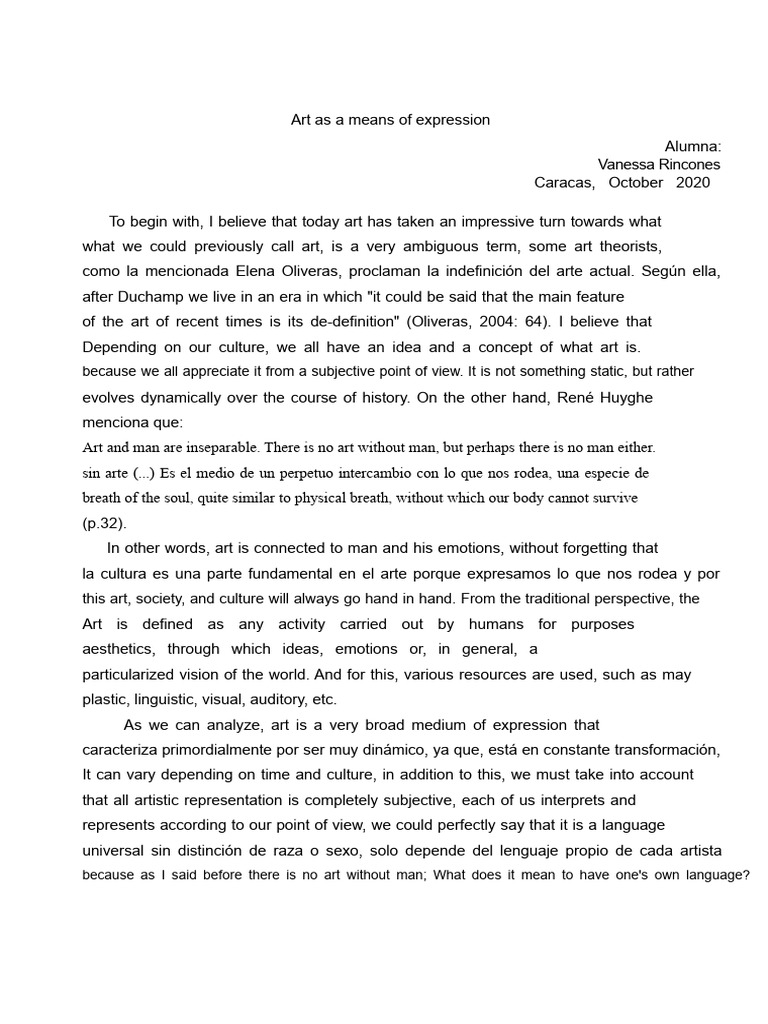 Art As A Means of Expression | PDF | Aesthetics | Feeling