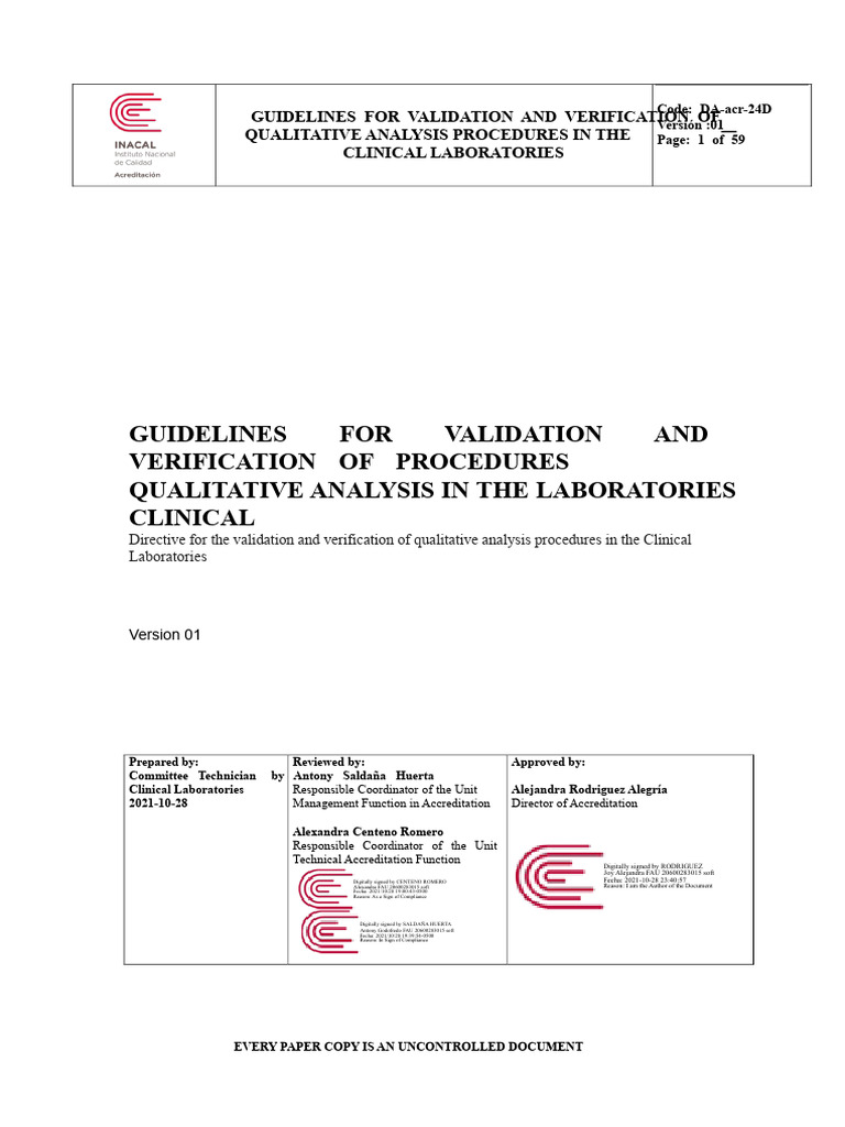 Validation Guidelines for Clinical Labs | PDF | Sensitivity And ...