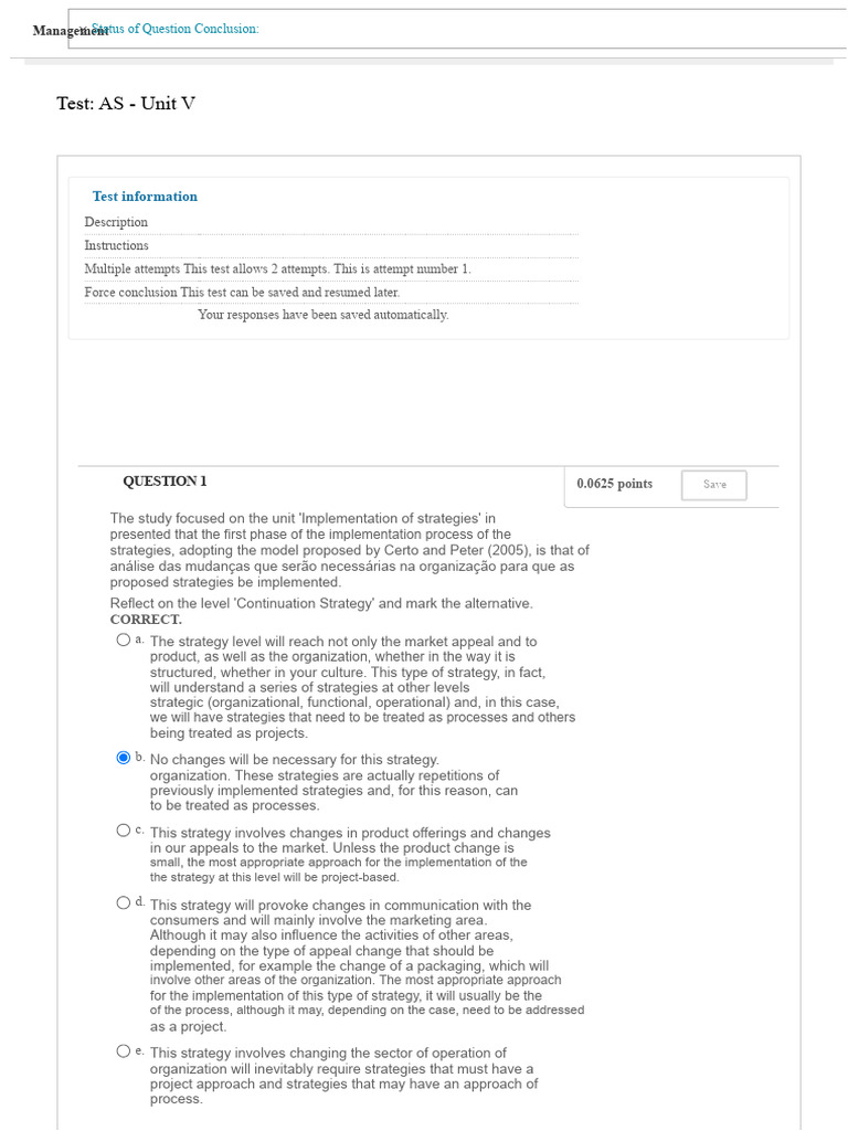 Strategy Implementation Test Overview | PDF | Multiple Choice | Business