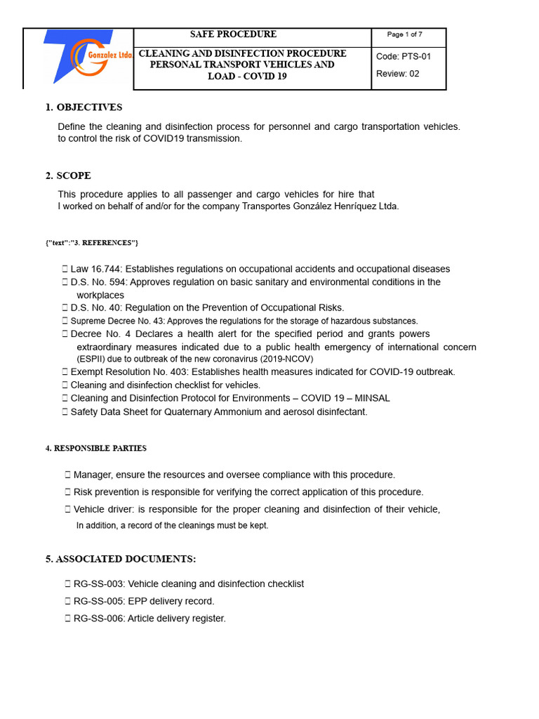 COVID-19 Vehicle Cleaning Procedure | PDF | Disinfectant | Waste