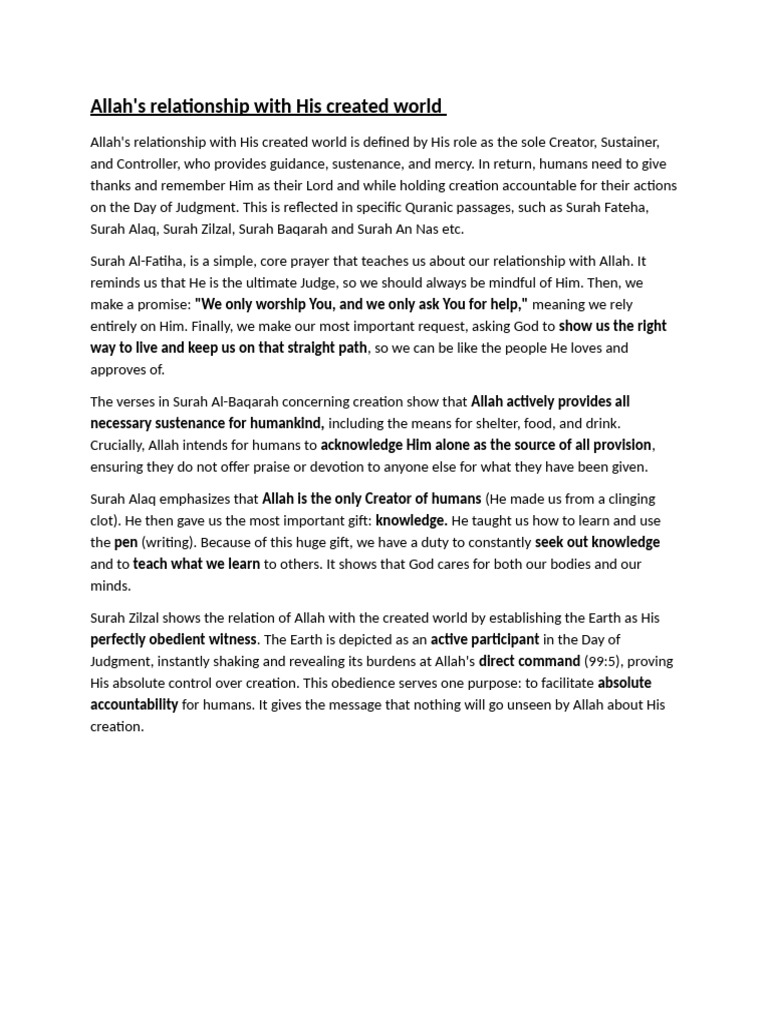Allah's Role as Creator and Sustainer | PDF
