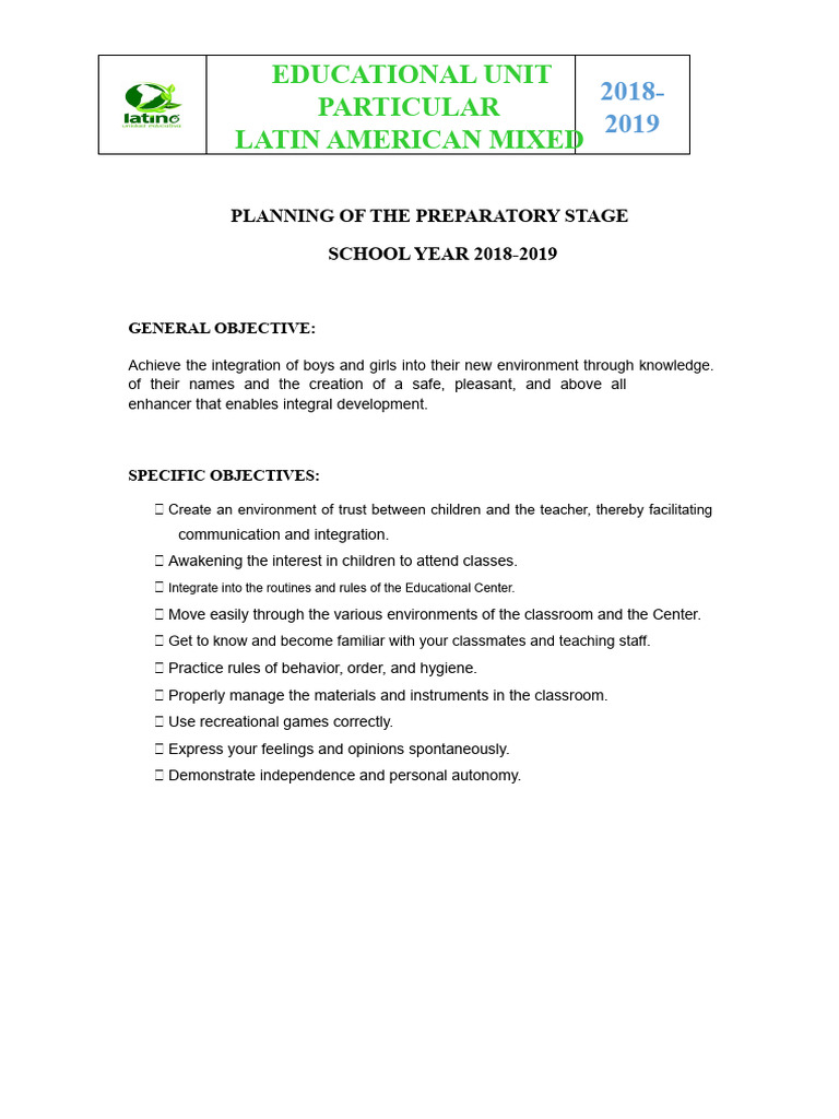 2018-2019 Latin American Education Plan | PDF