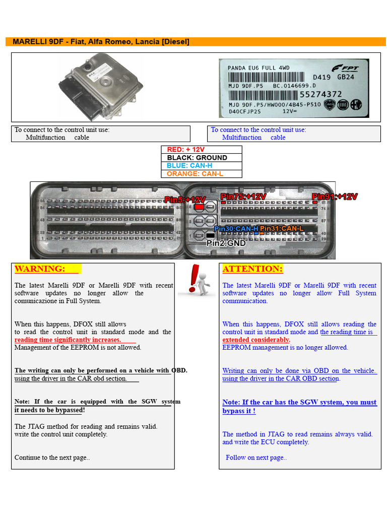 Marelli 9DF ECU Guide for FCA Models | PDF | Vehicles | Motor Vehicle