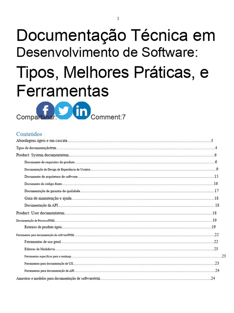 Documentação Técnica em Software: Tipos e Práticas | PDF | Testes de ...