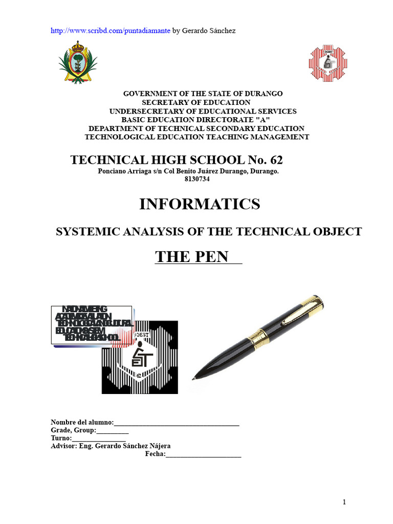Systemic Analysis of the Ink Pen | PDF | Portable Tools | Writing ...