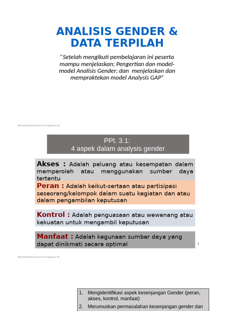 Analisis Gender: Model dan Tujuan GAP | PDF