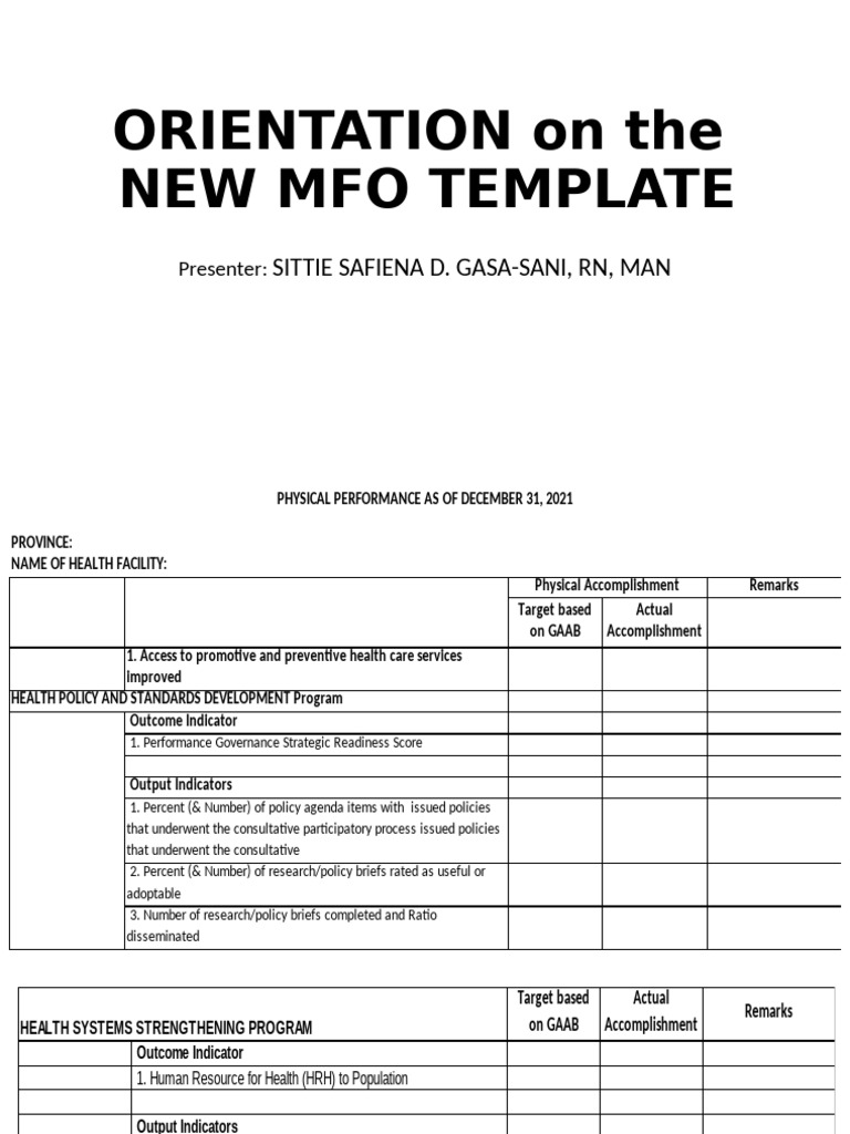 New MFO Template Orientation Guide | PDF | Fetus | Medicine