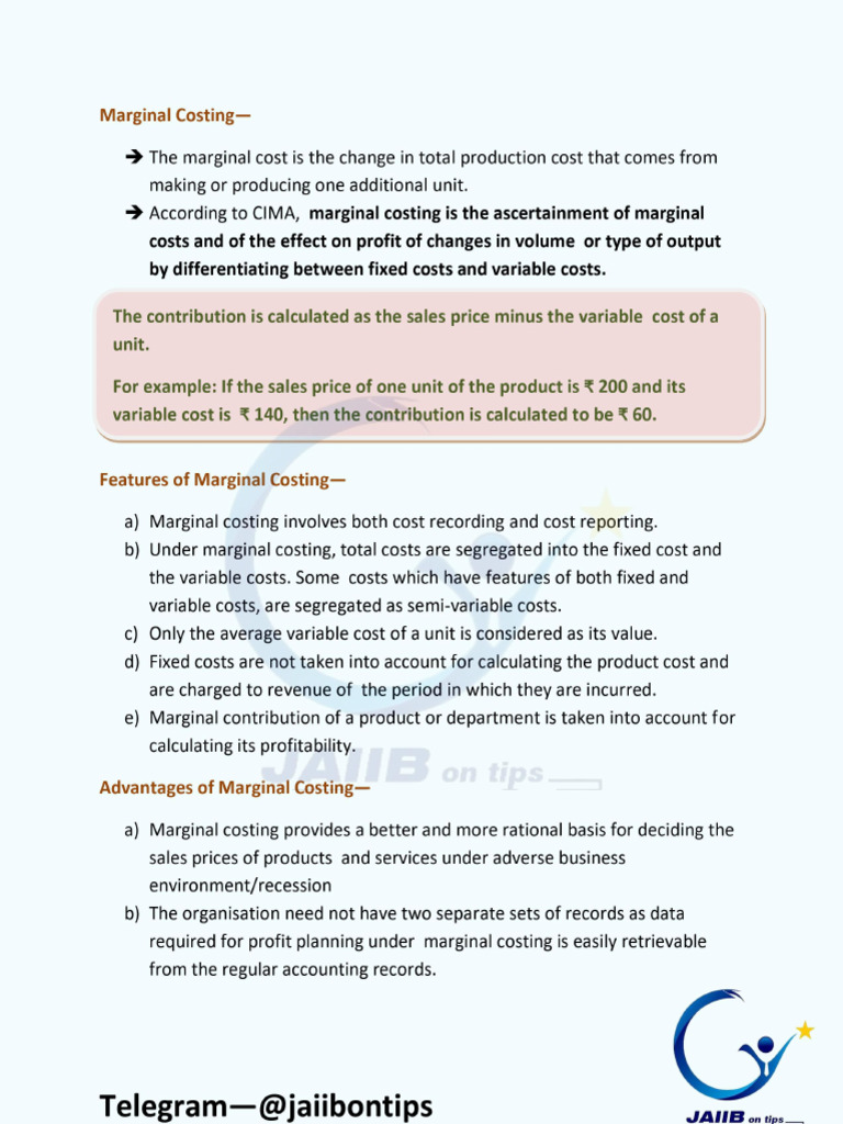 CH 34 Marginal Costing | PDF