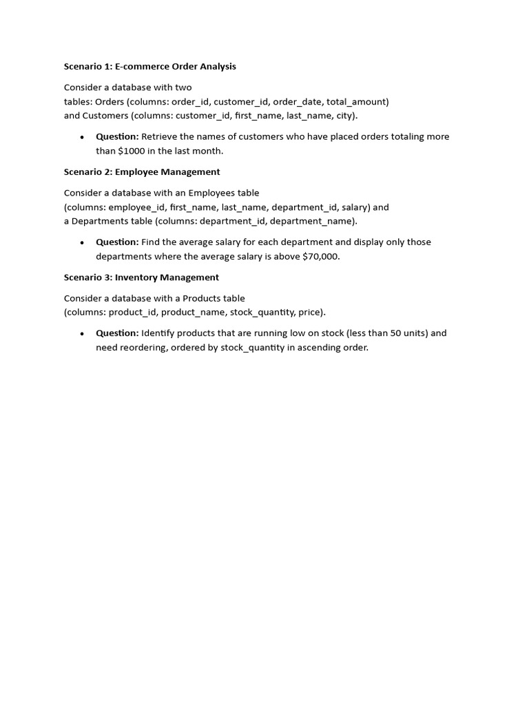 Database Query Scenarios Explained | PDF