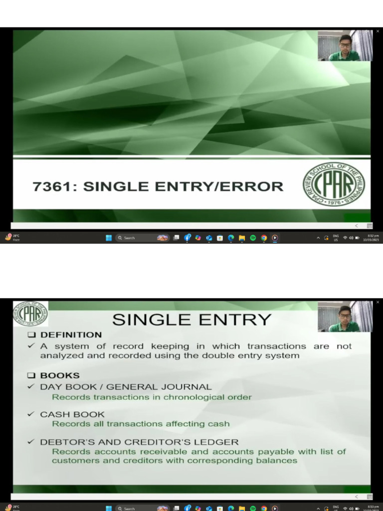 Single Entry - Error - Cpar 7361 | PDF