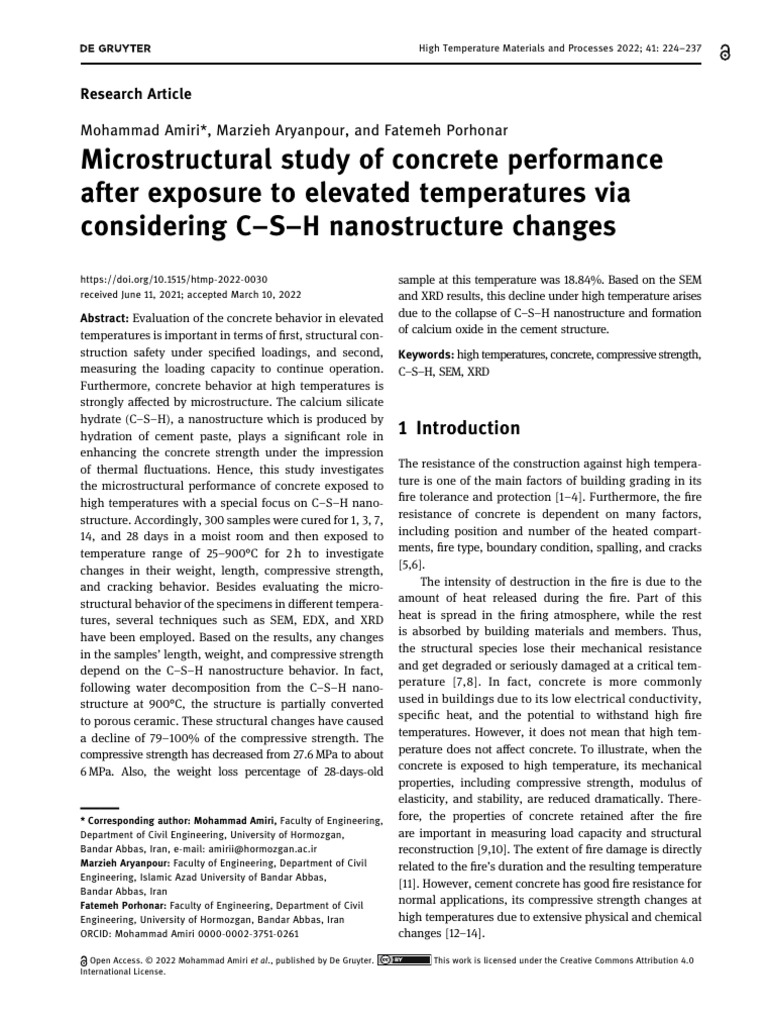 Concrete Performance at High Temperatures | PDF | Concrete | Cement