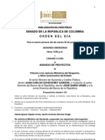 Plenaria Senado - Orden del día - 5 de junio de 2012