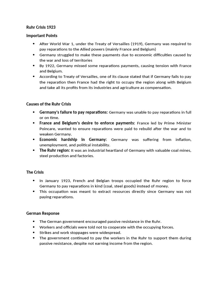 History Ruhr | PDF | World War I Reparations | Hyperinflation In The ...