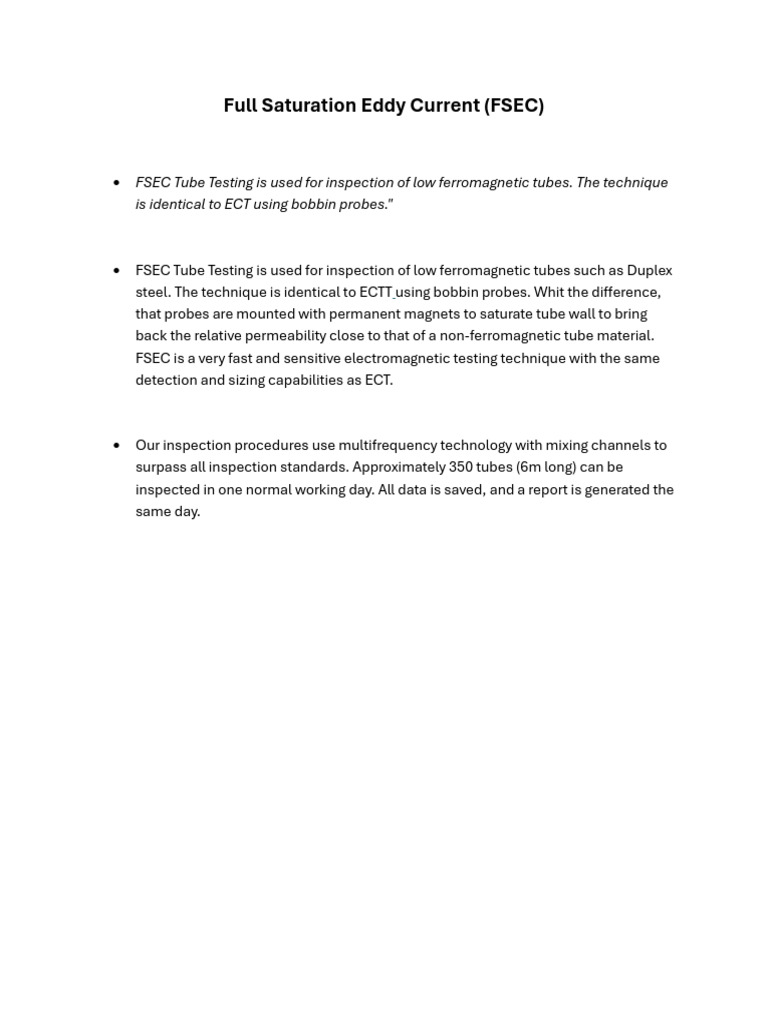 FSEC Tube Testing for Low Ferromagnetic Tubes | PDF