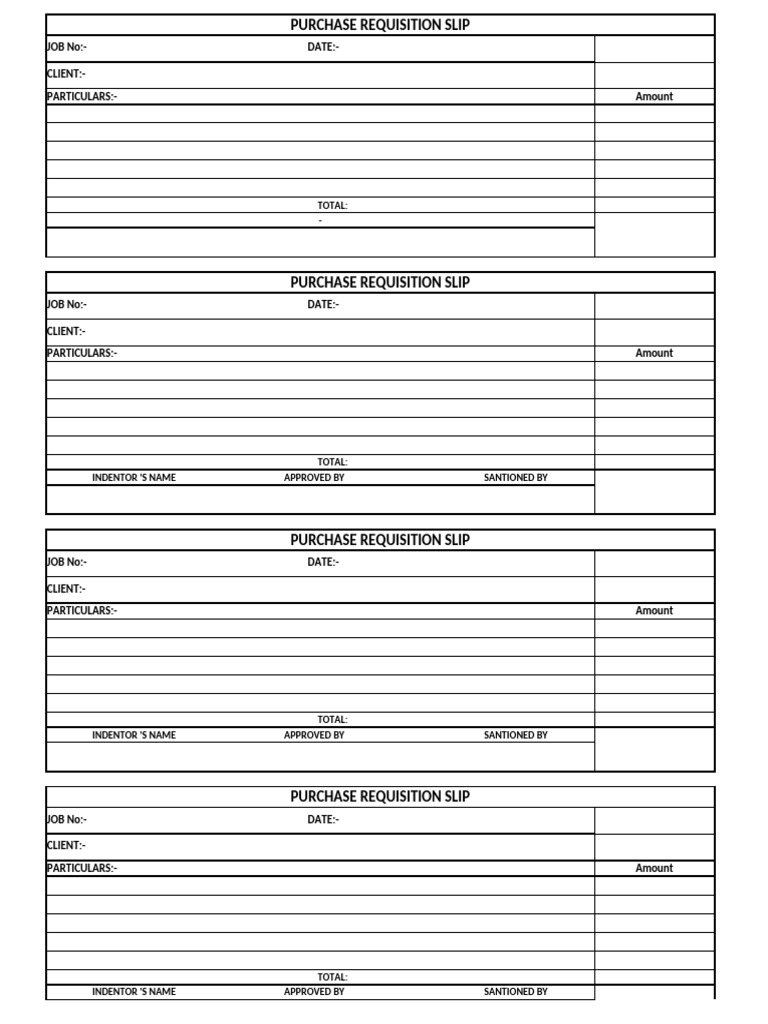 Purchase Requisition Slip Template | PDF