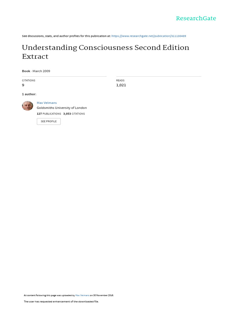 Understanding Consciousness Extract Pdf Consciousness Mind