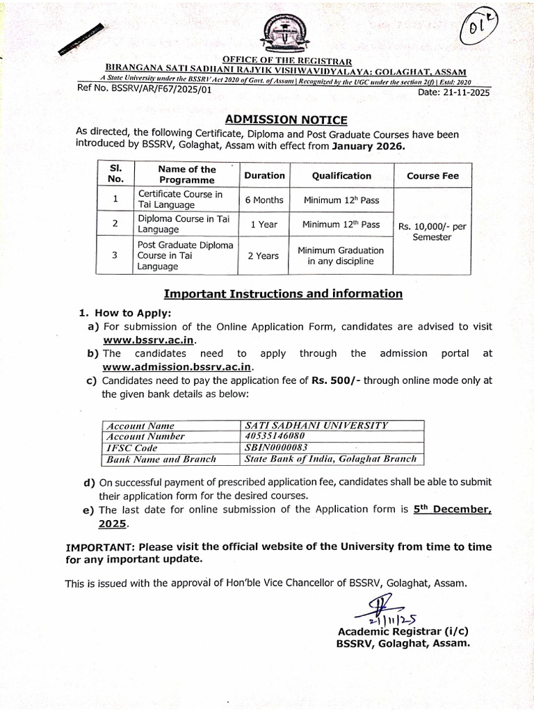 Admission Notice | PDF